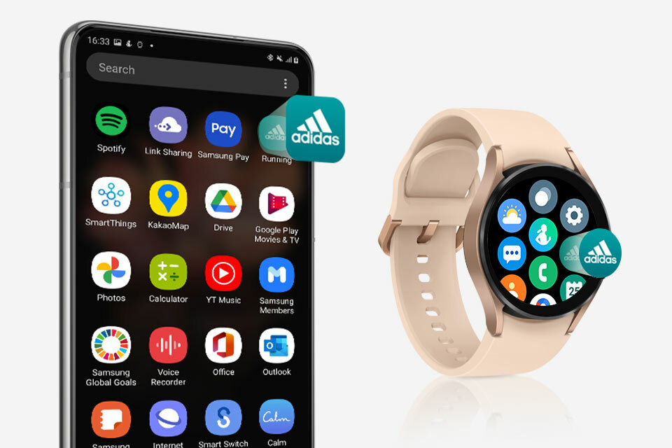 Smartwatch Samsung Galaxy Watch 4 40mm R860 zegarek obok smartfona