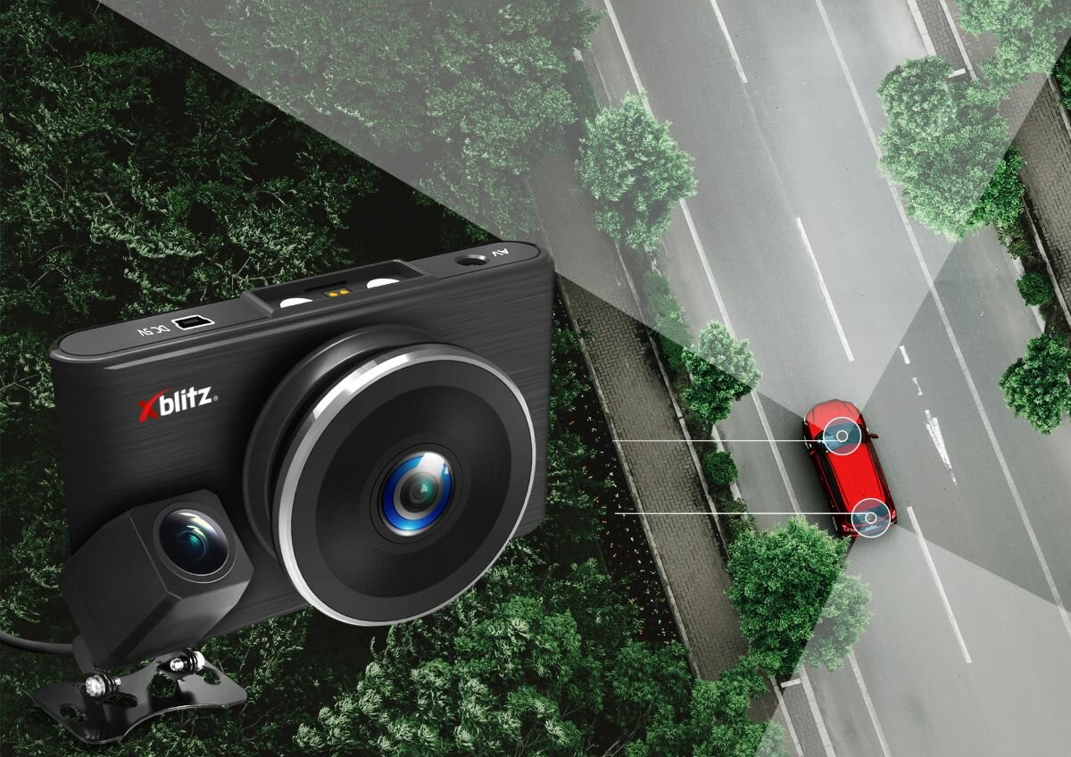 Wideorejestrator Xblitz S7 DUO kamera w dole auto zzamieszczonymi kamerami