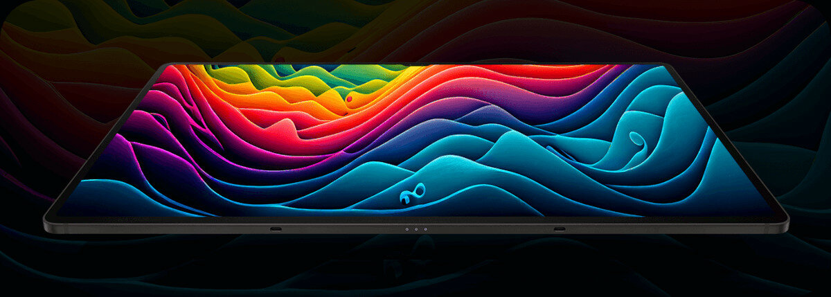 Tablet Samsung Galaxy Tab S9 Ultra grafika przedstawiająca wyraziste kolory wyświetlane na tablecie