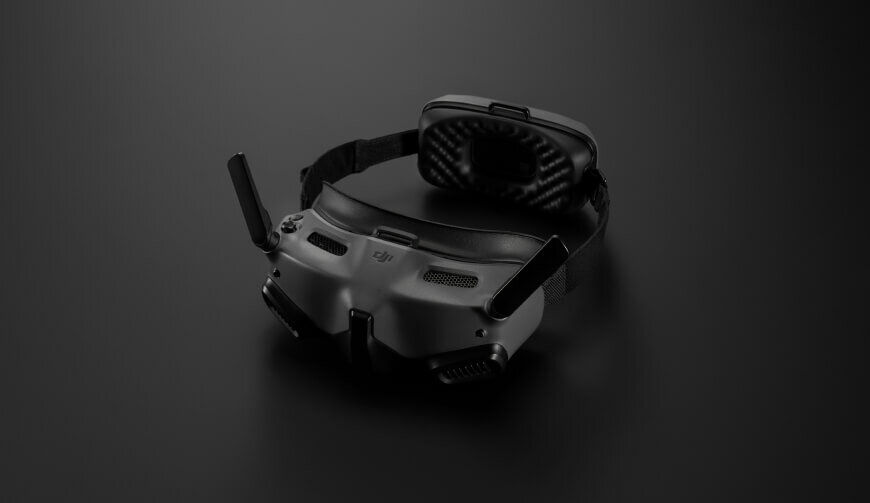 Dron DJI Avata Explorer Combo grafika przedstawia gogle na czarnym tle