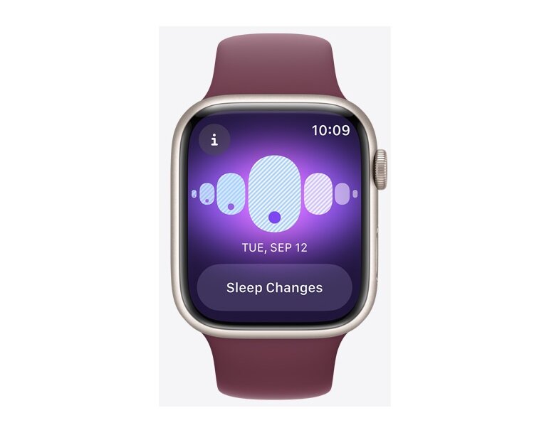 Smartwatch Apple Watch SE GPS 40mm północ aluminium S/M frontem z widocznym pomiarem cyklu