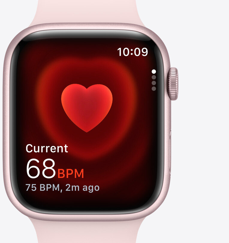 Smartwatch Apple Watch SE GPS + Cellular 44mm północ aluminium + sportowy pasek frontem z widocznym pomiarem tętna