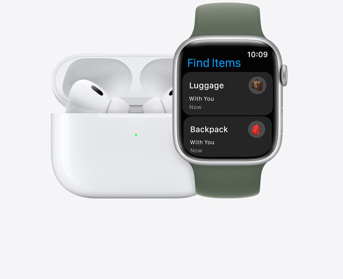 Smartwatch Apple Watch SE GPS + Cellular 44mm północ aluminium + sportowy pasek smartwatch i słuchawki frontem