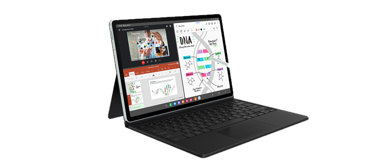 Tablet Samsung Galaxy Tab S9 FE+ grafika przedstawiająca tryb DeX w tablecie