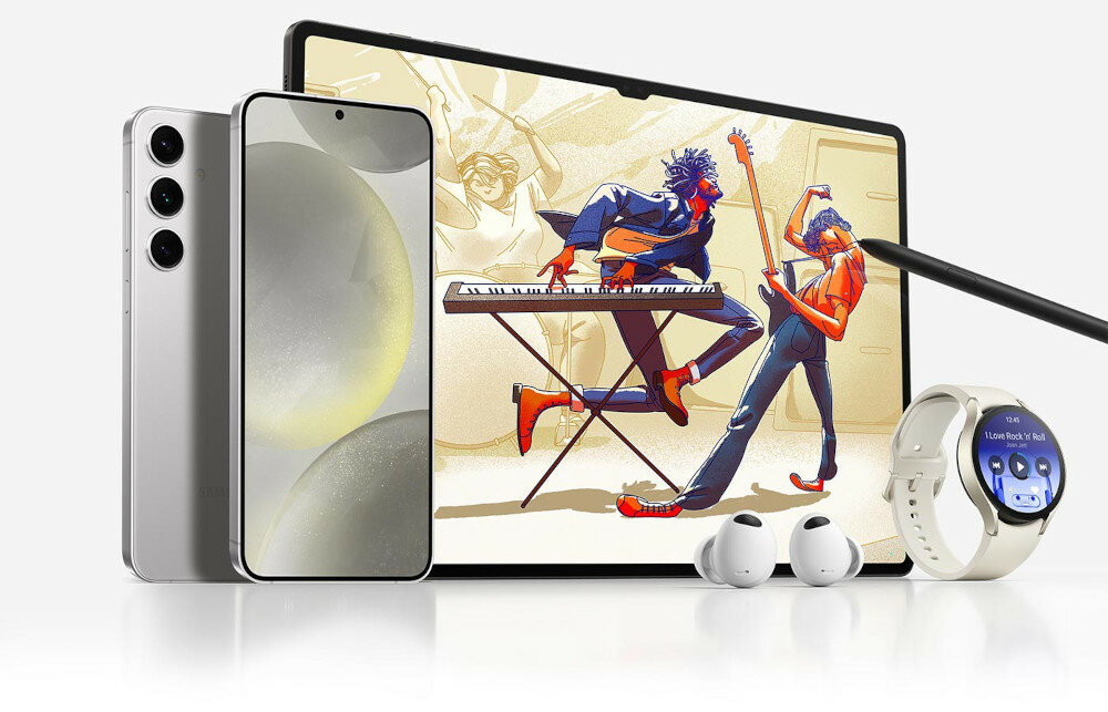 Smartfon Samsung Galaxy S24 SM-S921BD 8/128GB Szary grafika przedstawiająca przykładowy zestaw kompatybilnych urządzeń